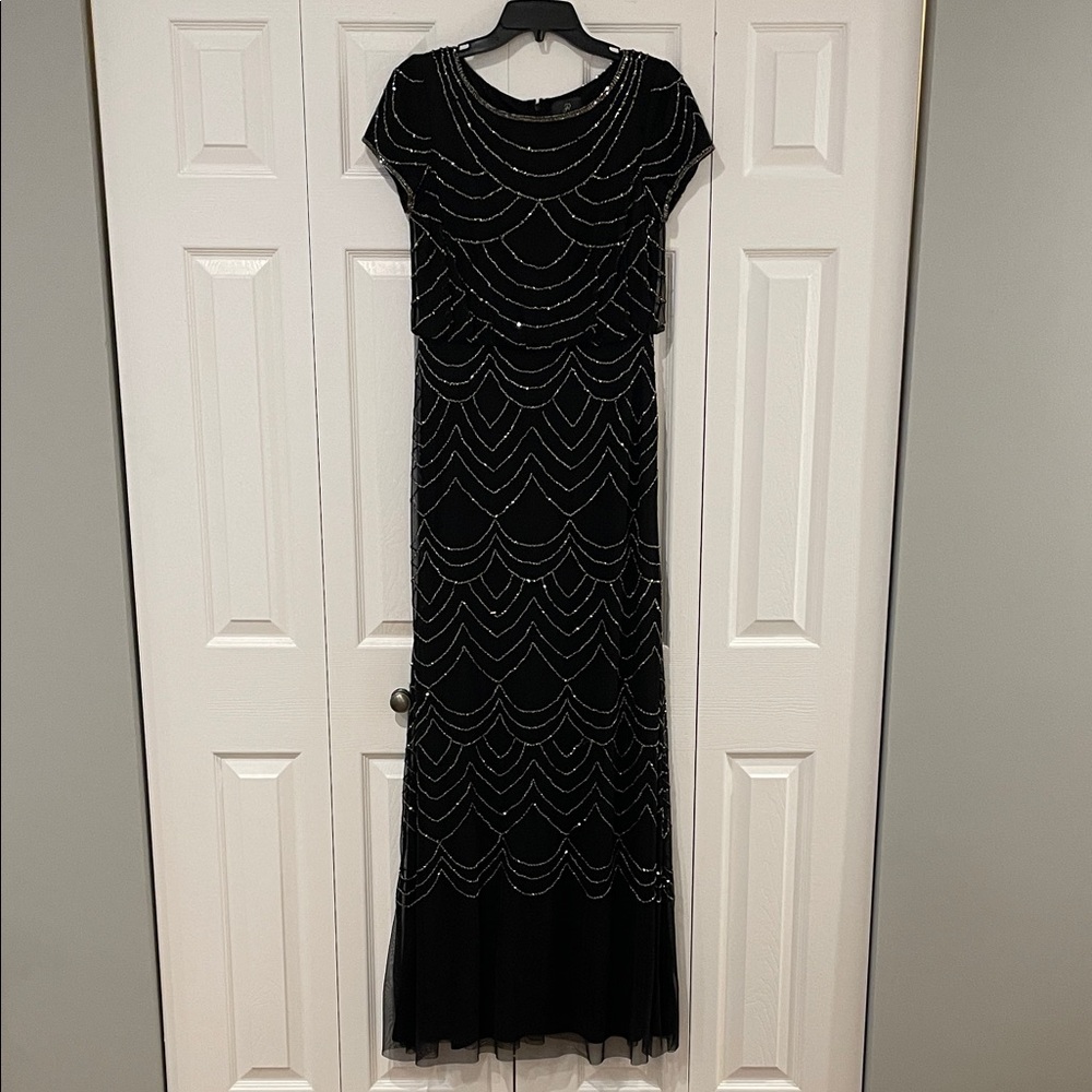 Very Gatsby! Elegant Black Beaded Evening Gown